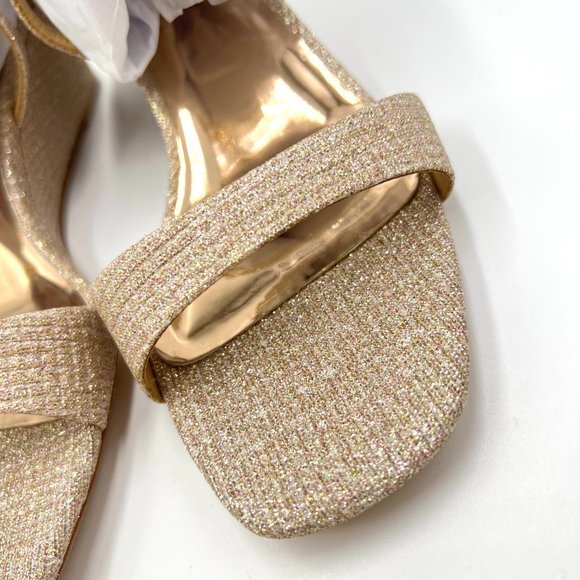 Badgley Mischka Size 6.5 Kaelyn Pale Gold‎ Jeweled Wedges Dress Sandals Shoes - Picture 5 of 12
